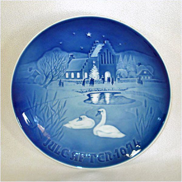 Bing Grondahl 1974 Village Swans Christmas Plate With Box Clearance #2