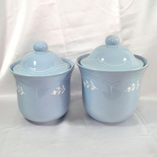 Pfaltzgraff Gazebo Blue Bouquet Flour Sugar Canisters Clearance #2