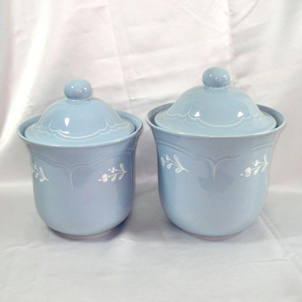 Pfaltzgraff Gazebo Blue Bouquet Flour Sugar Canisters #2