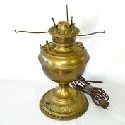 Bradley Hubbard Antique Brass Oil Lamp Converted to Electric