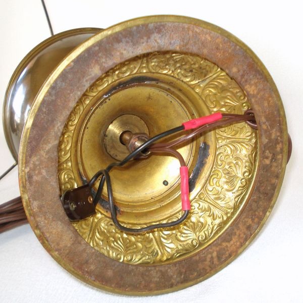 Bradley Hubbard Antique Brass Oil Lamp Converted to Electric #6