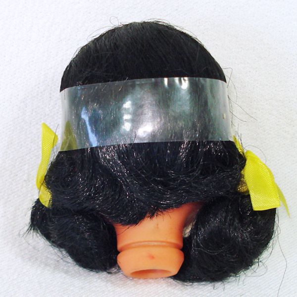 2 Black Hair 1960s Vinyl Craft Doll Heads #2
