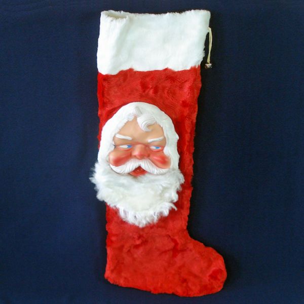 Bijou Toys Plush Fur Christmas Stocking With Rubber Santa Face