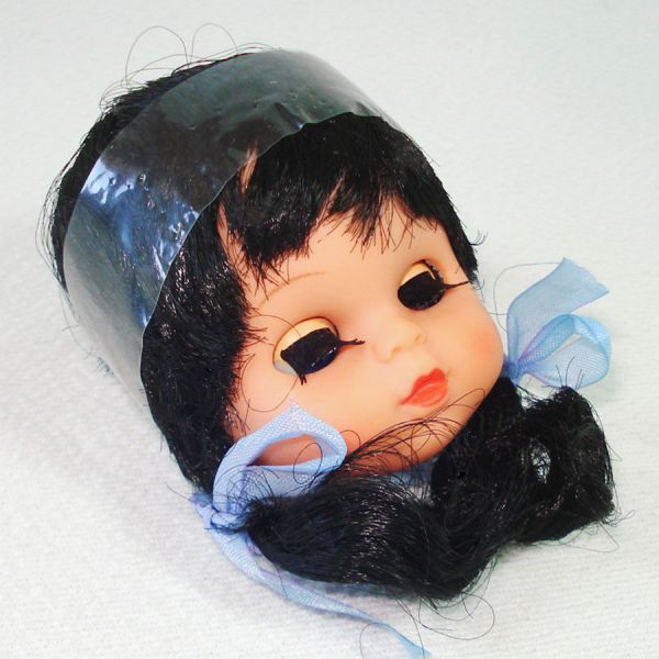 Brunette Vinyl Sleep Eyes Doll Heads For Crafts Pair #2