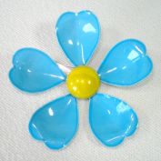 Blue Yellow Enameled Metal Flower Pin Brooch