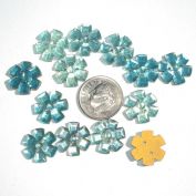 13 Blue Czech Glass Flower Buttons or Sew-On Jewels Clearance