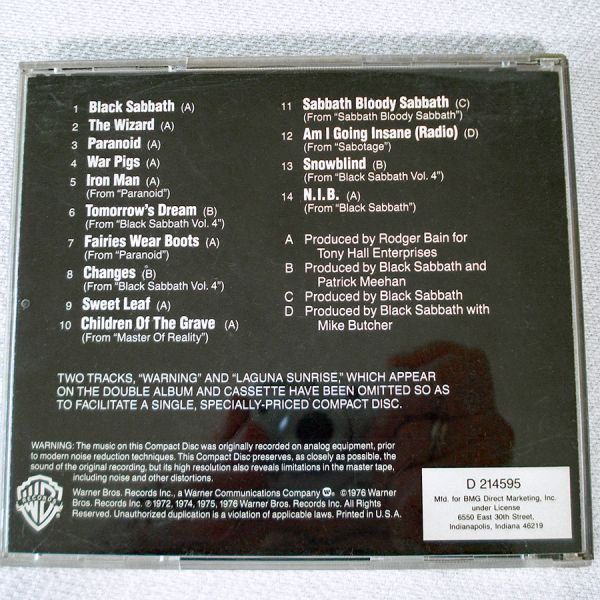 Black Sabbath We Sold Our Soul For Rock and Roll CD #2