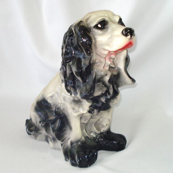 Chalkware Black Cocker Spaniel Dog Large Bank Figure