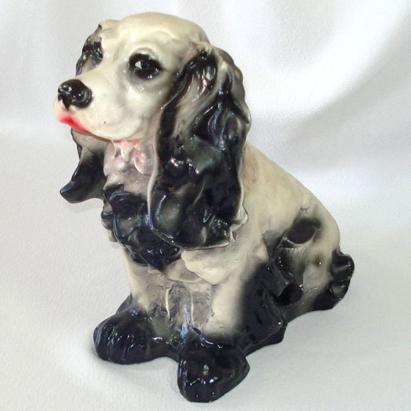 Chalkware Black Cocker Spaniel Dog Large Bank Figure #3