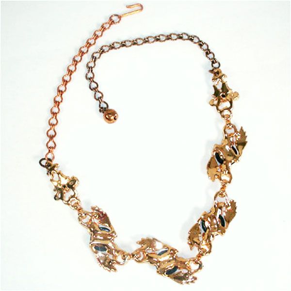 Black Glass Linked Leaf Setting Demi Parure Necklace Clearance and Bracelet #3