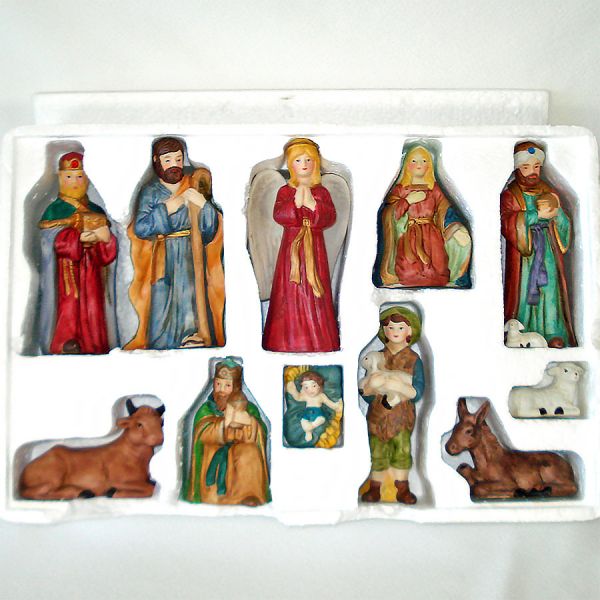 Hand Painted Porcelain Christmas Nativity Figures Set #2