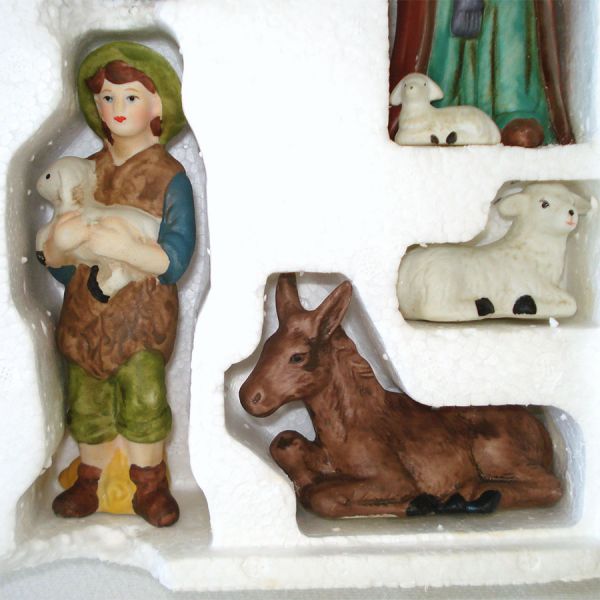 Hand Painted Porcelain Christmas Nativity Figures Set #5