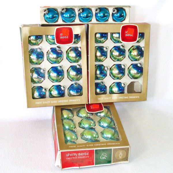 3 Boxes Shiny Brite Blue Ombre Christmas Ornaments