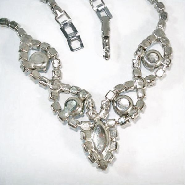 Blue Rhinestone and Moonglow Necklace Earrings Set Clearance #4