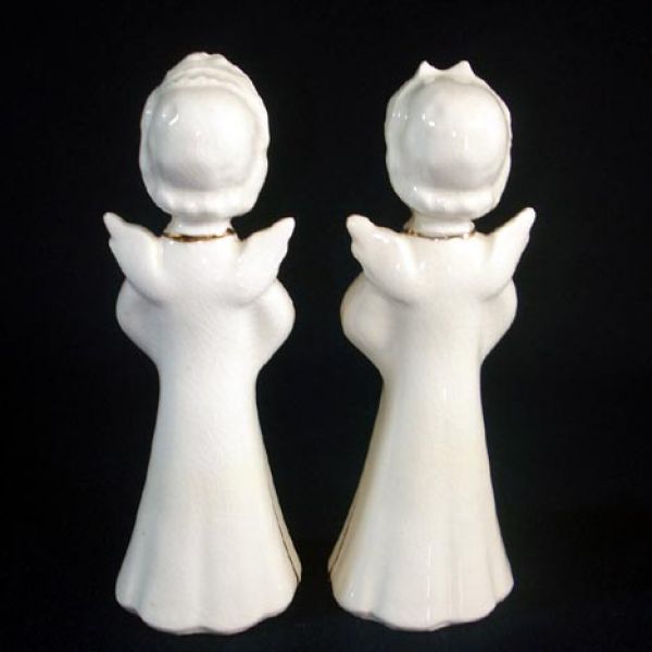 Pair 1950s Japan Angel Figurines Holding Bouquets Clearance #2