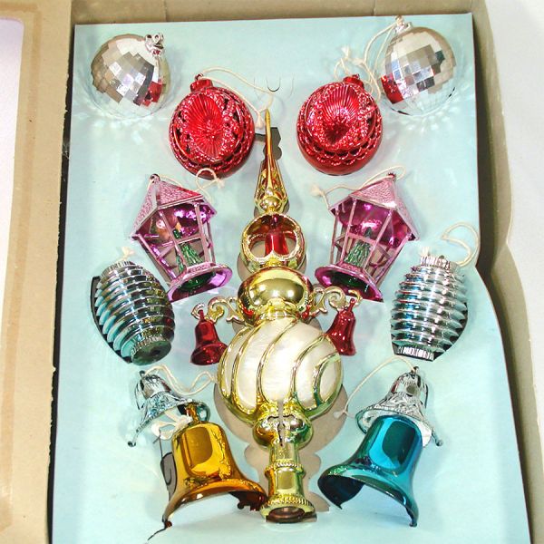 Box 1950s Bradford Plastic Christmas Ornaments With Tree Top Clearance #2