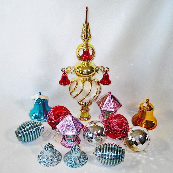Box 1950s Bradford Plastic Christmas Ornaments With Tree Top Clearance #3