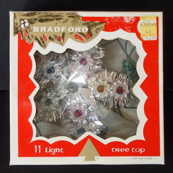 Bradford Lighted Tinsel Star Christmas Tree Topper in Box