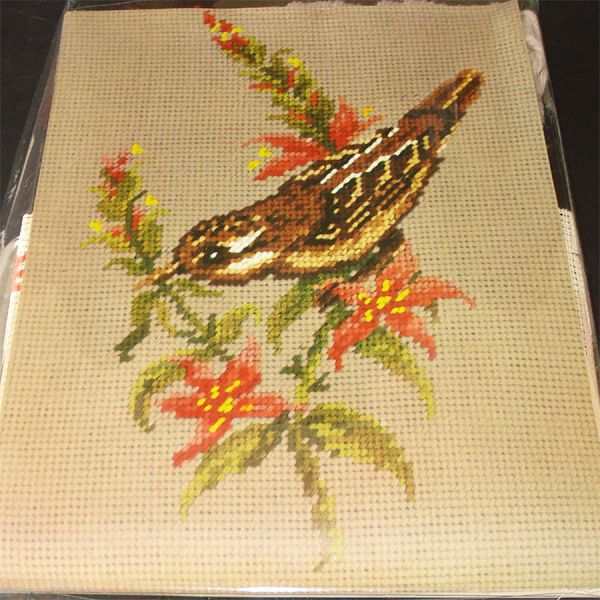 Pair Birds German Needlepoint Kits 1960s Clearance #2