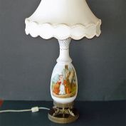 Bristol Glass Table Lamp Provincial Couple Portrait Scene
