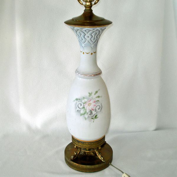 Bristol Glass Table Lamp Provincial Couple Portrait Scene #4