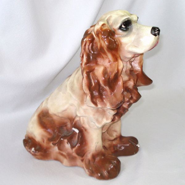 Chalkware Brown Cocker Spaniel Dog Large Bank Figure #2