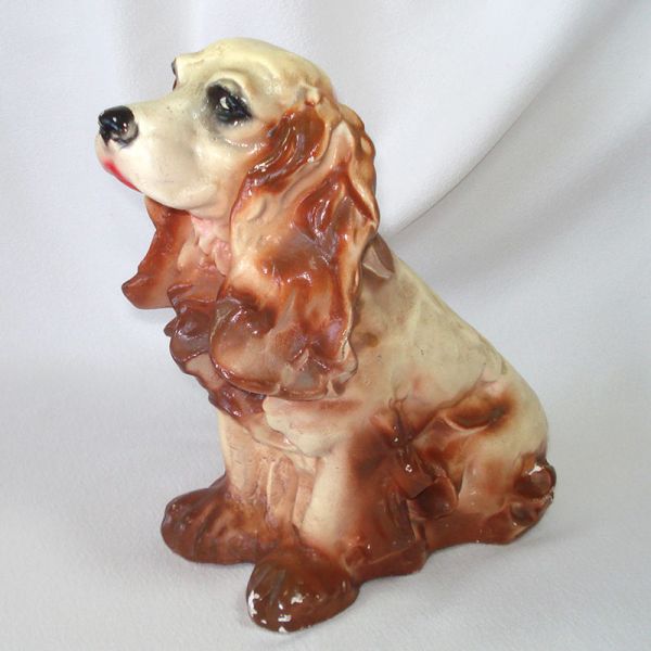 Chalkware Brown Cocker Spaniel Dog Large Bank Figure Clearance