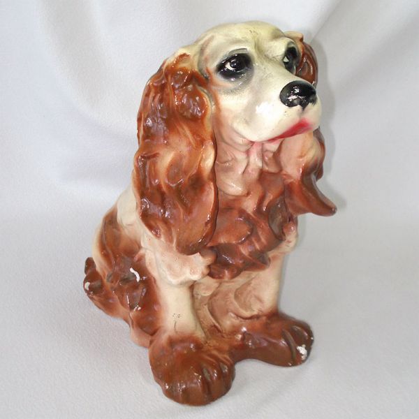 Chalkware Brown Cocker Spaniel Dog Large Bank Figure #3