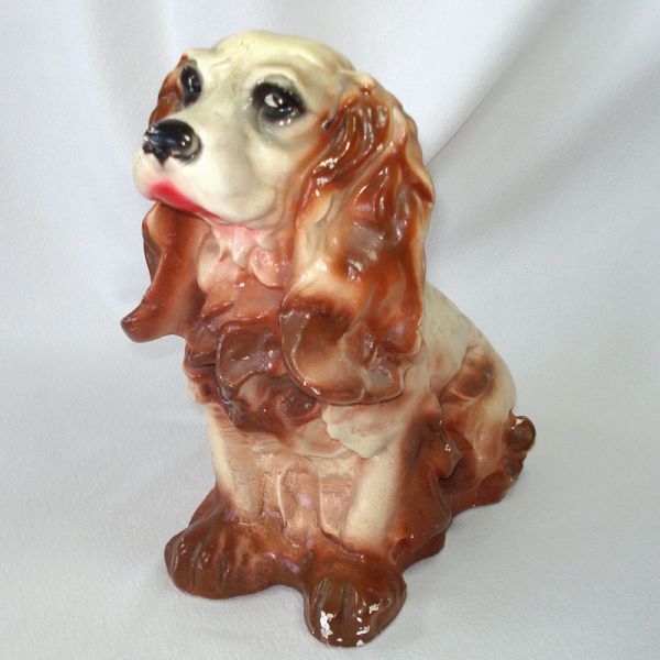 Chalkware Brown Cocker Spaniel Dog Large Bank Figure #4