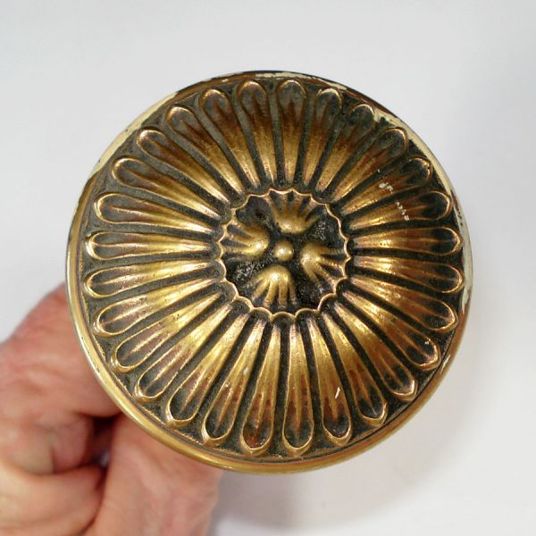 Antique Yale & Towne Bronze Doorknob Set With Backplates #2