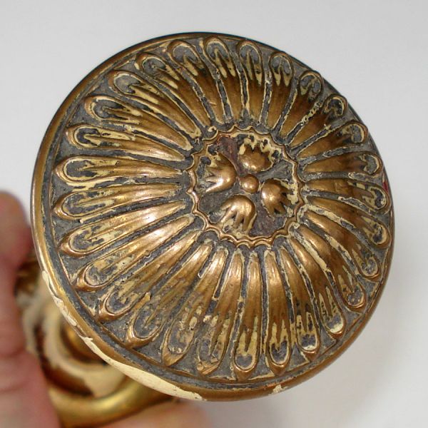 Antique Yale & Towne Bronze Doorknob Set With Backplates #3