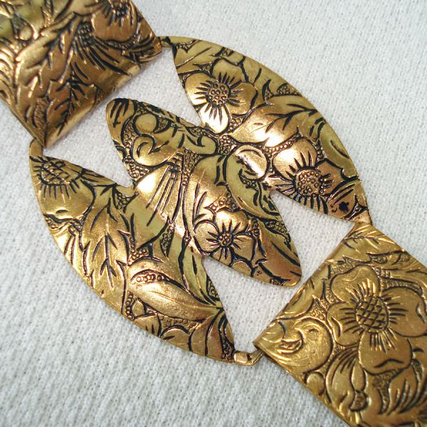 Etched Brass Ladies Metal Boho Belt 27 Inches Clearance #2