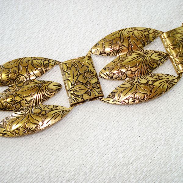 Etched Brass Ladies Metal Boho Belt 27 Inches Clearance #3
