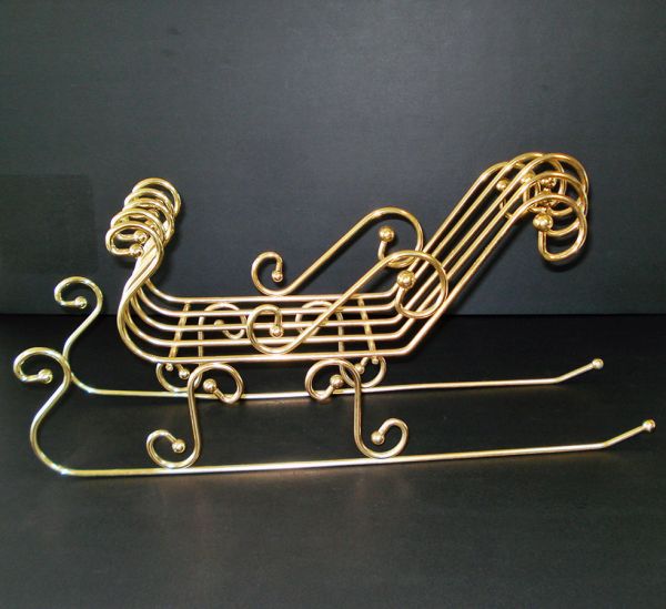 Mid Century Large Brass Santa's Sleigh Christmas Display #2