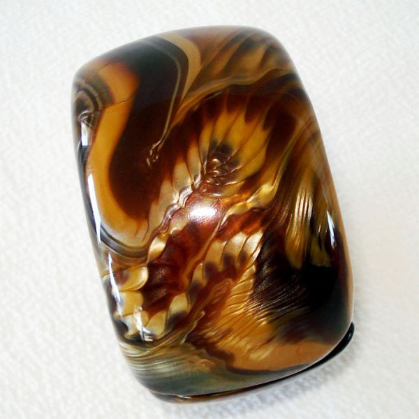 Lucite Swirled Caramel Mocha Wide Clamper Bracelet