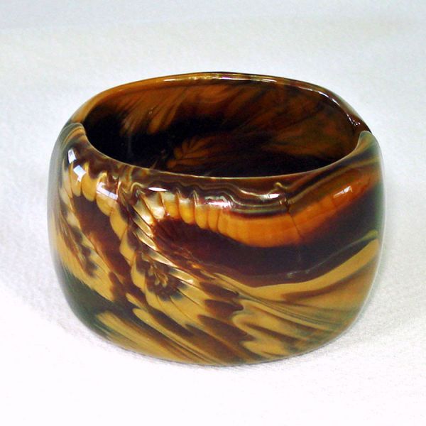 Lucite Swirled Caramel Mocha Wide Clamper Bracelet #2