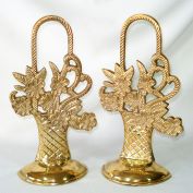 Brass Flower Basket Bookends