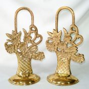 Brass Flower Basket Bookends Clearance