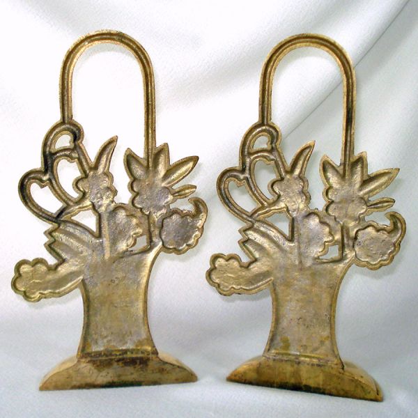 Brass Flower Basket Bookends #2