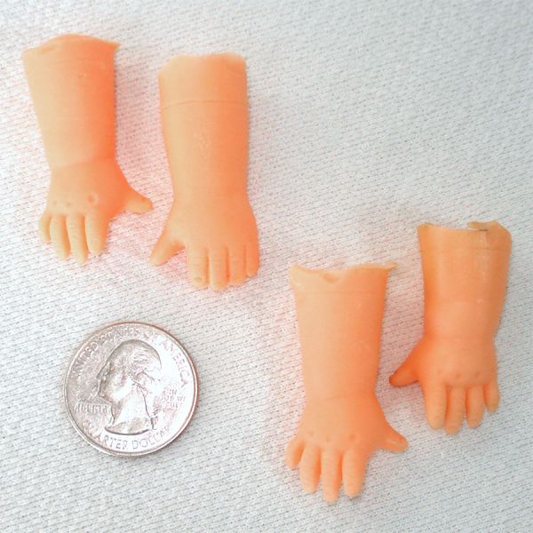 Soft Plastic Hands For Baby Doll Crafting 2 Pair #3