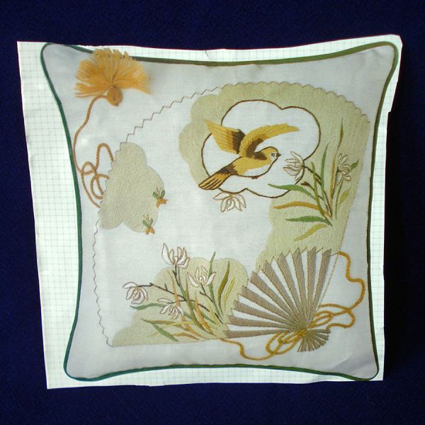 Bucilla Fan Crewel Embroidery Pillow Kit 1970s Clearance