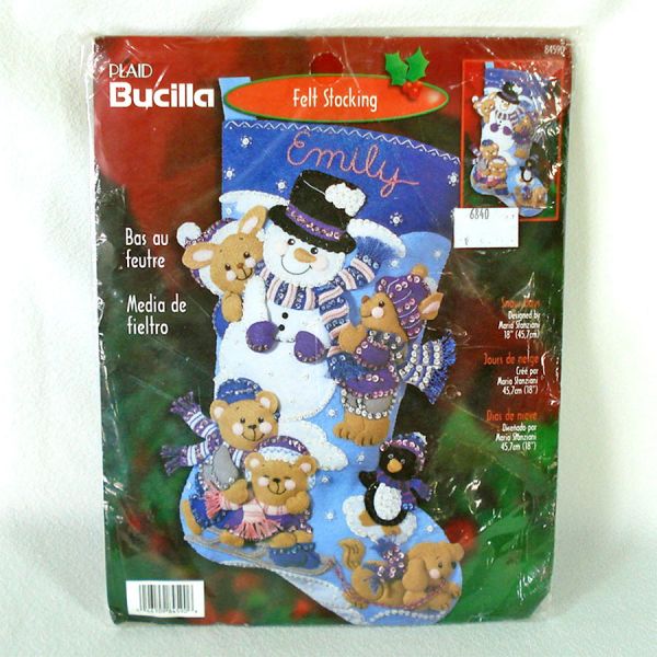 Bucilla Child's Felt Christmas Stocking Kit Snowman Animals