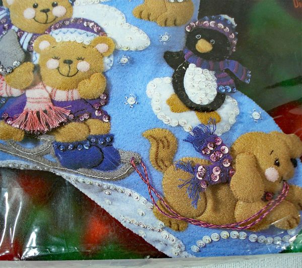 Bucilla Child's Felt Christmas Stocking Kit Snowman Animals Clearance #3
