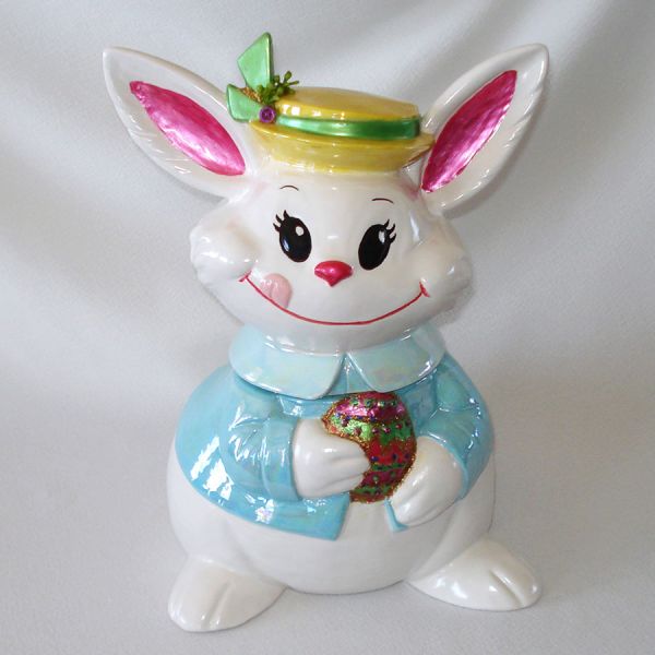 Ceramic Easter Bunny Cookie Jar Dated 1978