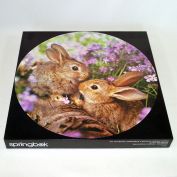 Woodland Friends Bunnies Springbok Round Jigsaw Puzzle