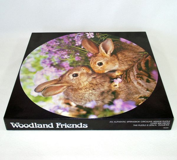Woodland Friends Bunnies Springbok Round Jigsaw Puzzle #3