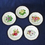 Flower Theme 5 Porcelain Butter Pats Japan Clearance