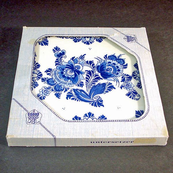 Boxed West Germany Blue Danube Floral Tile Trivet Clearance