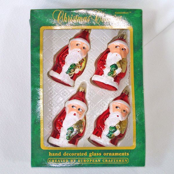 Box 3 Glass Santa Claus Christmas Ornaments