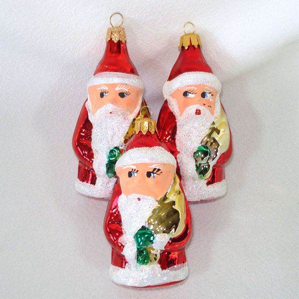 Box 3 Glass Santa Claus Christmas Ornaments #2